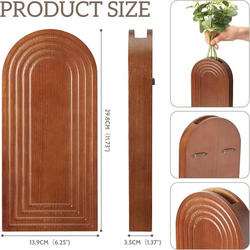 Wood Wall Vase Set 2 Pack Wood Planters Hanging Decor Pocket Planter Modern Boho Wall Decor for Entryway Living Room Bathroom Kitchen Decoration in Saudi Arabia