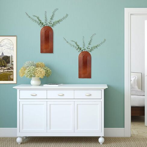 Wood Wall Vase Set 2 Pack Wood Planters Hanging Decor Pocket Planter Modern Boho Wall Decor for Entryway Living Room Bathroom Kitchen Decoration in Saudi Arabia