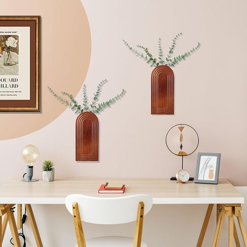 Wood Wall Vase Set 2 Pack Wood Planters Hanging Decor Pocket Planter Modern Boho Wall Decor for Entryway Living Room Bathroom Kitchen Decoration in Saudi Arabia