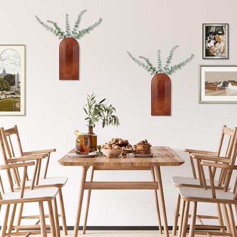 Wood Wall Vase Set 2 Pack Wood Planters Hanging Decor Pocket Planter Modern Boho Wall Decor for Entryway Living Room Bathroom Kitchen Decoration in Saudi Arabia