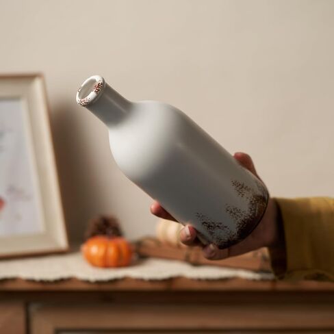 LOMANDA Handmade Ceramic Vase with 2 Handles, Rustic Farmhouse Flower Vase for Table Shelf Decor White Ceramic Vases Boho Decorative for Living Room Bedroom Kitchen Centerpiece Decorations, 8 inch in Saudi Arabia