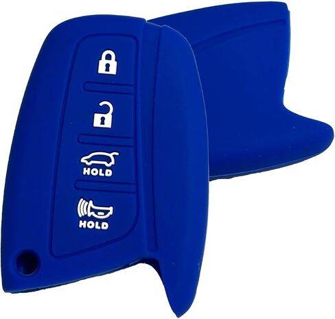 Key Fob Cover for Equus Azera: 4 Buttons Silicone Remote Case Protector Fit for Hyundai Genesis Santa Fe Sport Equus Azera 2013 to 2019 SY5DMFNA04 SY5DHFNA433 954404Z200 81996B1000 (Blue) in Kuwait