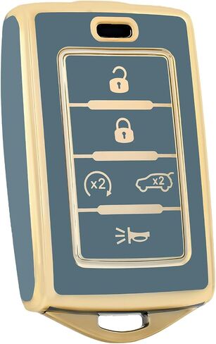 لغطاء مفتاح Jeep Key Fob ، حماية قشرة Case Case Soft TPU متوافقة مع 2021 2022 2023 2024 Jeep Grand Cherokee L Grand Cherokee Wagoneer 5 Buttons Key (Silver White) in Kuwait
