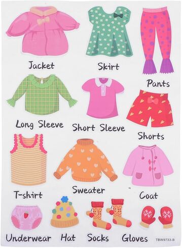 jojofuny 1set Classification PVC Wall Label Clo Organization Drawer Toddler Labels Sticker Kids for Kit Wardrobe Sort Clothing Decoration Bedroom Decals Decorative Nursery Kids in Kuwait