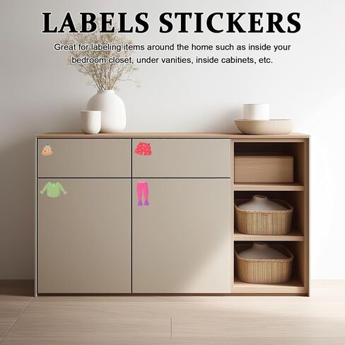 jojofuny 1set Classification PVC Wall Label Clo Organization Drawer Toddler Labels Sticker Kids for Kit Wardrobe Sort Clothing Decoration Bedroom Decals Decorative Nursery Kids in Kuwait