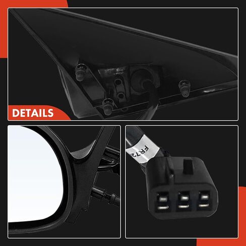 A -Premium Pair (2) سائق ومرآة الباب الجانبية للركاب - متوافق مع Ford Mustang 1996 1997 1998 - لمقمدة غير محمومة ، غير طيبة ، خارج مرآة الرؤية الخلفية - استبدل# f6zz17682ba in Kuwait