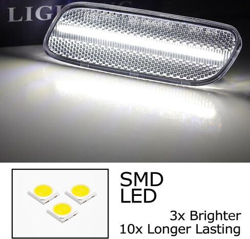 iJDMTOY Semi-Clear Lens 30-SMD Xenon White Full LED Strip Front Bumper Side Marker Light Kit Compatible With Lexus 1992-2000 SC300 SC400, Replace OEM Amber Front Sidemarkers in Saudi Arabia