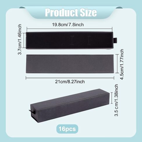 Benecreat 16pcs صندوق هدايا المجوهرات Black Drawer ، 8.2x1.7x1.3inch مستطيلات من المقاييس الورق المقوى مع Velvet Lnner لحفل الزفاف ، حفلة عيد الميلاد ، التخرج ، الذكرى السنوية in Kuwait
