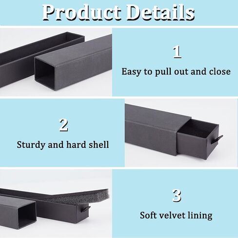 Benecreat 16pcs صندوق هدايا المجوهرات Black Drawer ، 8.2x1.7x1.3inch مستطيلات من المقاييس الورق المقوى مع Velvet Lnner لحفل الزفاف ، حفلة عيد الميلاد ، التخرج ، الذكرى السنوية in Kuwait