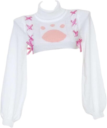 Sexy Cat Girl Cosplay Lingerie for Women Lolita Anime Turtleneck Cropped Sweater Kawaii Sleepwear Tops in Saudi Arabia