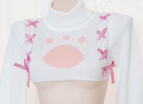Sexy Cat Girl Cosplay Lingerie for Women Lolita Anime Turtleneck Cropped Sweater Kawaii Sleepwear Tops in Saudi Arabia