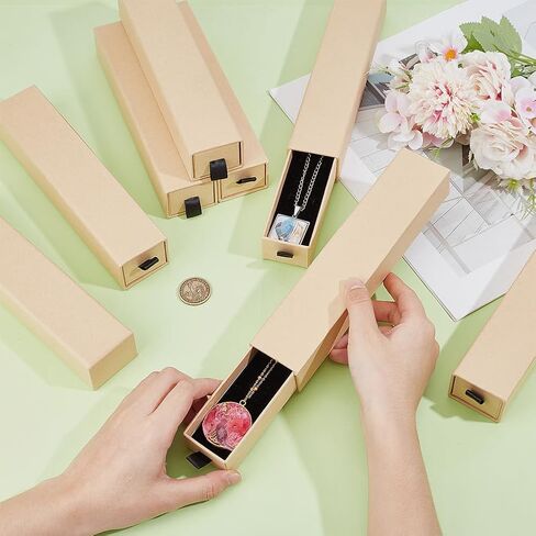 BENECREAT 16Pcs Black Drawer Jewelry Gift Box, 8.2x1.7x1.3inch Rectangles Cardboard Jewelry Case with Velvet Lnner for Wedding, Birthday Party, Graduation, Anniversary in Saudi Arabia