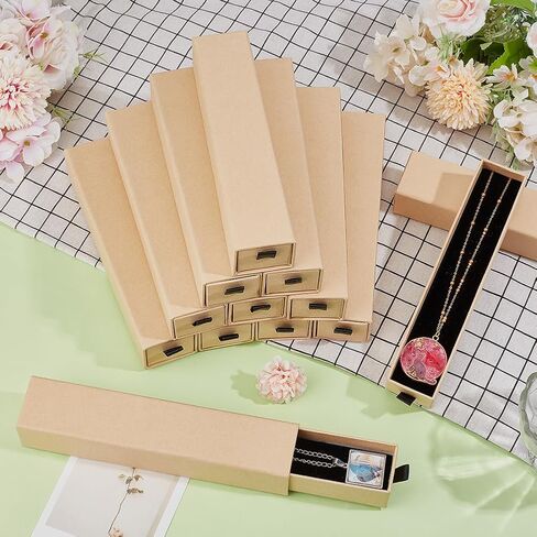 BENECREAT 16Pcs Black Drawer Jewelry Gift Box, 8.2x1.7x1.3inch Rectangles Cardboard Jewelry Case with Velvet Lnner for Wedding, Birthday Party, Graduation, Anniversary in Saudi Arabia