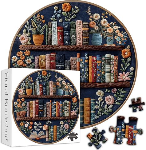 Magic Bookshelf Puzzles for Adults 1000 Pieces, Vintage Book Wildflower Pages Jigsaw Puzzle 1000 Pieces, Plant Floral Potion Mushroom Puzzle, Retro Challenging Hard Puzzle for Book Lovers in Saudi Arabia