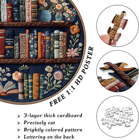 Magic Bookshelf Puzzles for Adults 1000 Pieces, Vintage Book Wildflower Pages Jigsaw Puzzle 1000 Pieces, Plant Floral Potion Mushroom Puzzle, Retro Challenging Hard Puzzle for Book Lovers in Saudi Arabia