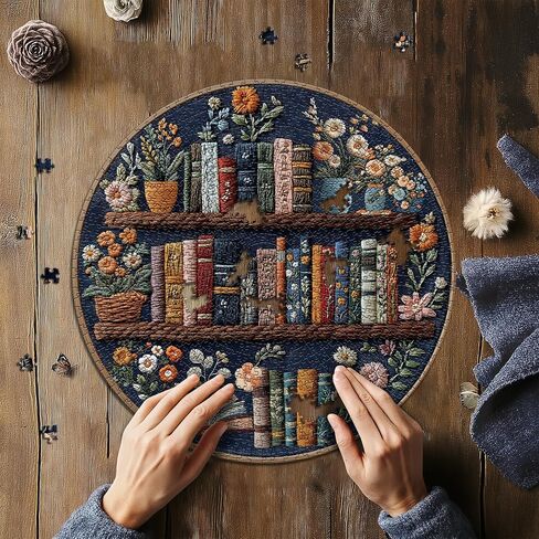 Magic Bookshelf Puzzles for Adults 1000 Pieces, Vintage Book Wildflower Pages Jigsaw Puzzle 1000 Pieces, Plant Floral Potion Mushroom Puzzle, Retro Challenging Hard Puzzle for Book Lovers in Saudi Arabia