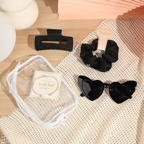 DEEKA 30 Pcs Bridesmaid Proposal Bag Set Gift Clear Makeup Toiletry Bag Bachelorette Party Favors Sunglasses Hair Claw Clips Scrunchies Knot Bracelets Bridal Wedding Party Gifts (Sage Green) in Kuwait