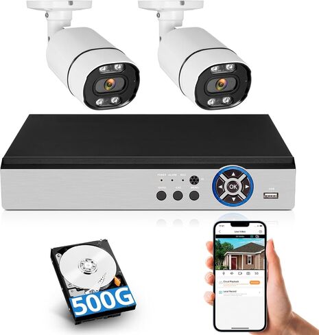 FOUERS H.265+ 5MP 8 مسجل أمان قناة DVR مع 500G HDD ، الكشف البشري الهجين 5-في 1 كاميرا DVR AHD/TVI/CVI/XVI/IPC ، مسجل فيديو للمراقبة 8CH لكاميرا الأمان ، الوصول عن بعد in Kuwait