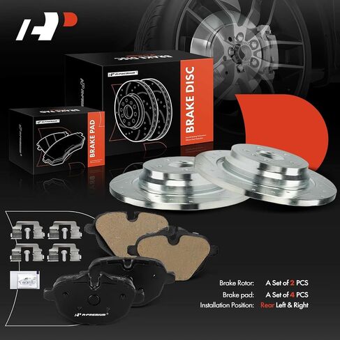 A-premium 12.99 بوصة (330 مم) حفر خلفي وحفر فرامل القرص المنقوش + مجموعة منصات السيراميك متوافقة مع نماذج BMW المختارة-528i ، 528i xDrive ، 535D ، 535D xDrive ، 535i ، 535i in Saudi Arabia