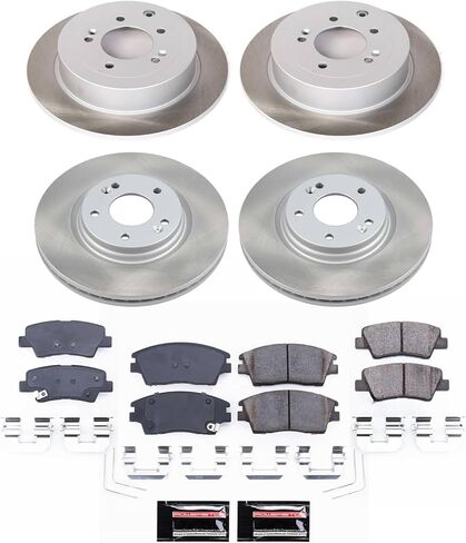 طقم فرامل Power Stop لـ Hyundai Tucson 2016-2018 | KIA Sportage 2017-2021 [تطبيق محدد] مجموعة الفرامل الأمامية والخلفية مع دوارات الفرامل شبه المغلفة ومنصات الفرامل الخزفية والأجهزة SC7581 in Saudi Arabia