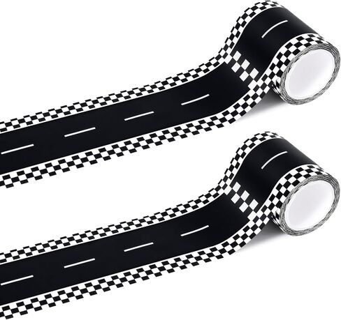 Wnink 2 Rolls Roadway Tape Road ، ملصقات سيارات لسباق الأطفال ، ديكورات مسار السيارات ، وعرضها 2.4 بوصة ، و 2 × 33 قدمًا ، وسهلة المسيل للدموع ، ولا توجد بقايا للأطفال. in Kuwait