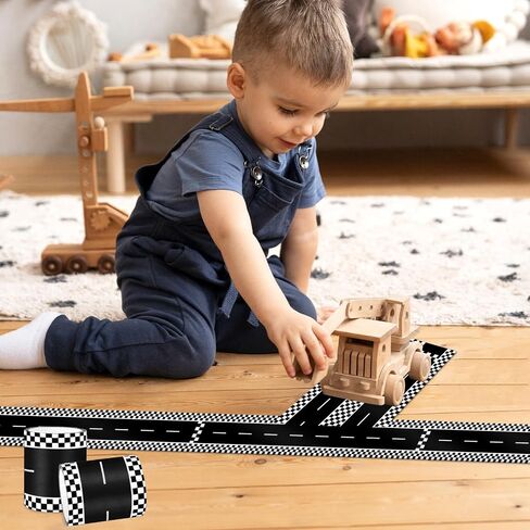 Wnink 2 Rolls Roadway Tape Road ، ملصقات سيارات لسباق الأطفال ، ديكورات مسار السيارات ، وعرضها 2.4 بوصة ، و 2 × 33 قدمًا ، وسهلة المسيل للدموع ، ولا توجد بقايا للأطفال. in Kuwait