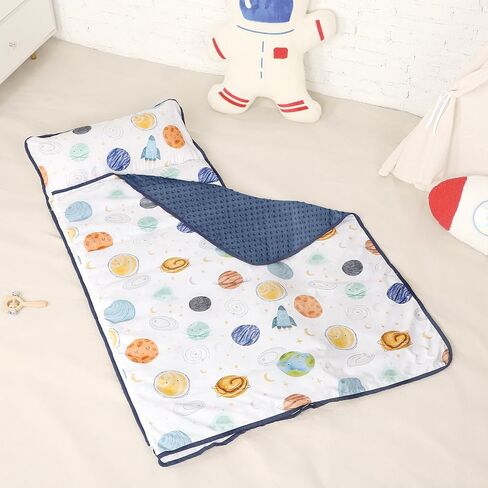 MFS Toddler Nap Mat for Preschool, Kids Sleeping Mat with Removeable Pillow and Minky Dot Blanket, Kids Sleeping Bag for Boys Girls, Detachable Zipper, Pink Elephants in Saudi Arabia