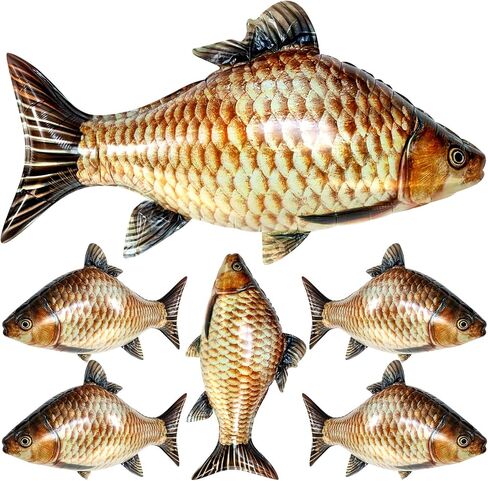 6PCS Fish Balloons 33Inch Realistic Balloons Fishing Birthday Party Decorations, Cute Inflatable Fish Balloon for Fishing Theme Party Decorations Supplies in Saudi Arabia