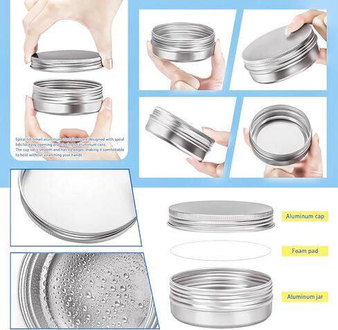 MotBach 8 Pack 4oz Tin Jars, 120ml Metal Tin cans, 4ounce Aluminum tin can jar Containers with Screw Lid for Lotion Bars, Salve, Balms, Beard Balm, Spices, Sample, Toiletries, Creams, Makeup Cosmetic in Saudi Arabia