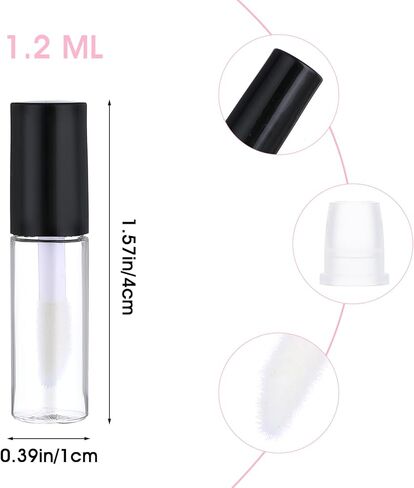 100 Pcs Mini Lip Gloss Tubes, Refillable Lip Balm Bottle Transparent Empty Containers Travel Personal Cosmetic Inserts Cosmetic Tools Mini Lipstick Containers for Women DIY Makeup in Saudi Arabia