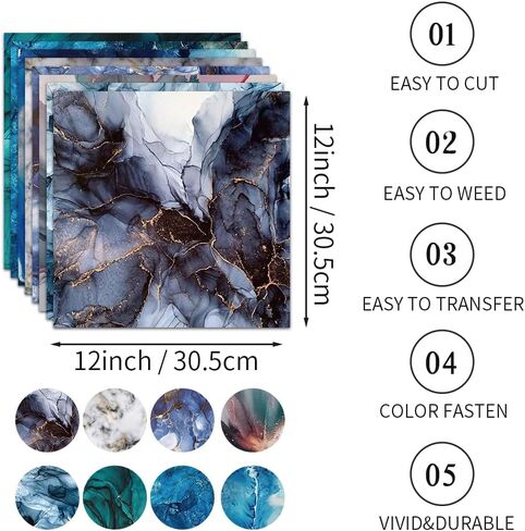 WOWOCUT 8 Pcs 4.5"x12" Marble Sublimation Transfer Sheets, Pre-Printed Watercolor Sublimation Paper for Heat Transfer Mugs, T-Shirts, Tumblers, Earrings in Saudi Arabia