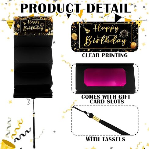 Birthday Money Holder with 10 Slots for Cash Gifts Surprise Money Cash Envelope Card Holder for Birthday Gifts(Rose Golden) in Kuwait