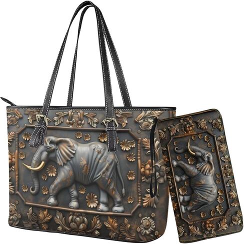 Womens Handbag Wallet Set Leather Satchel Purse Handbag with Wristlet Wallet Top Handle Handbag for Ladies in Kuwait