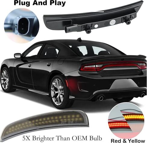 طقم مصباح علامة جانبية متتابعة ملائمة لـ Dodge Charger SXT ، SCATPACK ، SRT HELLCAT (2015-2023) 4pcs بما في ذلك علامات الدوران الخلفي الأمامي مع إكسسوارات مؤشرات المصد الأبيض (LED الأبيض) in Saudi Arabia