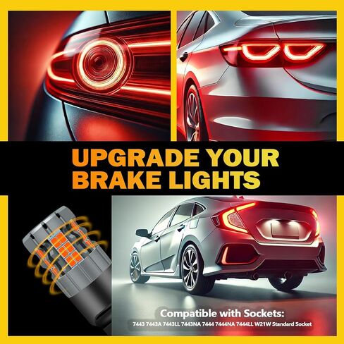 7443 LED LED Brake Light Lights متوافقة مع Honda Civic 1996-2001 و 2006-2015 ، Red Light ، Plug and Play ، حزمة 2 in Kuwait