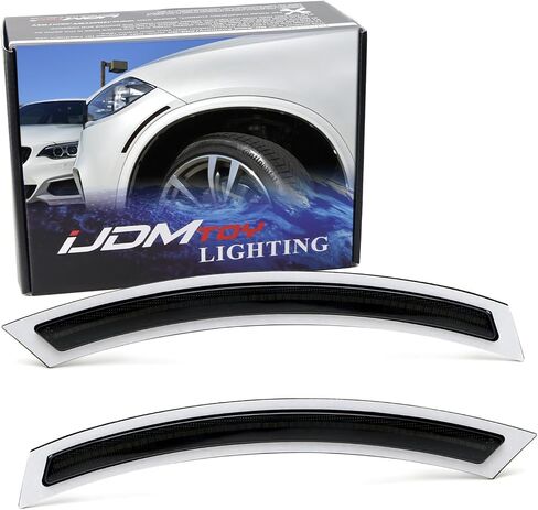 IJDMTOY EURO Black-Out Smoked Mort Marker Side Side Lens متوافق مع BMW 2014-19 F15 X5 X5M ، استبدل عاكسات العنبر OEM in Saudi Arabia
