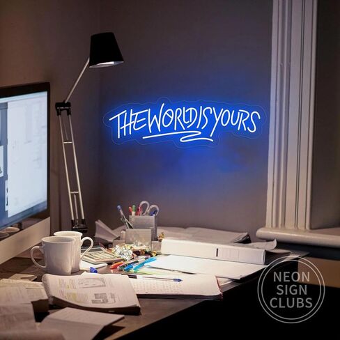 The World Is Your Neon Sign for Decor Decor USB Power Dimmable LED LED Signs لغرفة غرفة النوم RABY RASE CAVE CAVE BEER BARD WEDTREDIDENT in Saudi Arabia