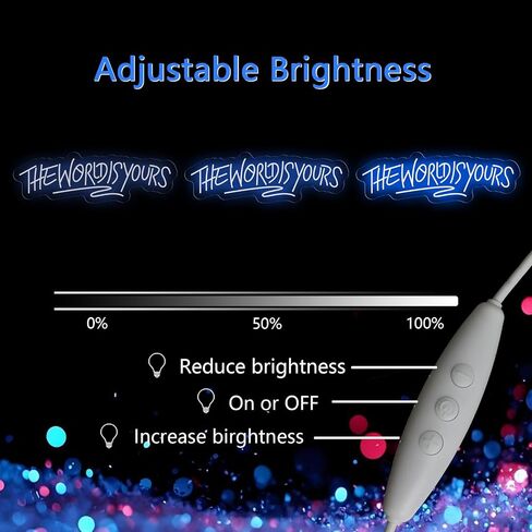 The World Is Your Neon Sign for Decor Decor USB Power Dimmable LED LED Signs لغرفة غرفة النوم RABY RASE CAVE CAVE BEER BARD WEDTREDIDENT in Saudi Arabia