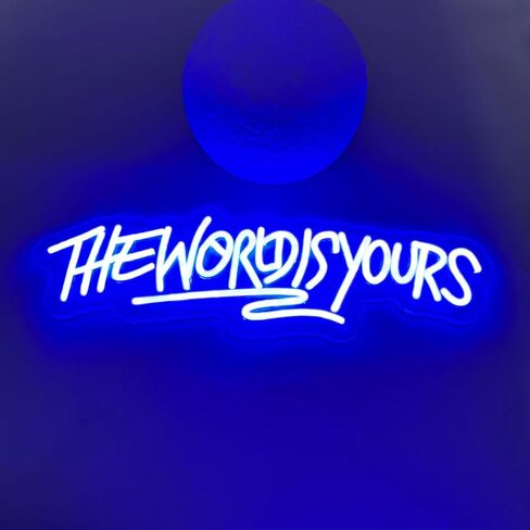 The World Is Your Neon Sign for Decor Decor USB Power Dimmable LED LED Signs لغرفة غرفة النوم RABY RASE CAVE CAVE BEER BARD WEDTREDIDENT in Saudi Arabia