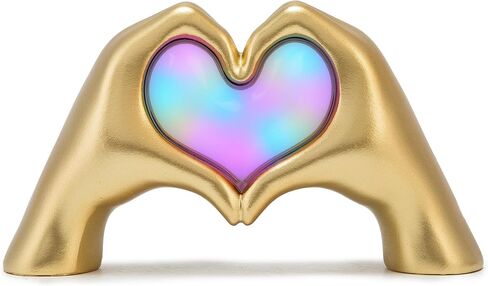 Heart Hands Sculpture Night Light, Modern Aesthetic Love Heart Statue Lamp, Gold Decoration Accents Figurines for Living Room Bedroom Bookshelf Coffee Table, Birthday Memorial Gift for Girls Mom Women in Saudi Arabia