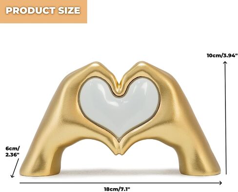 Heart Hands Sculpture Night Light, Modern Aesthetic Love Heart Statue Lamp, Gold Decoration Accents Figurines for Living Room Bedroom Bookshelf Coffee Table, Birthday Memorial Gift for Girls Mom Women in Saudi Arabia