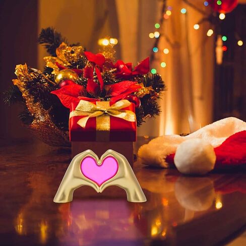 Heart Hands Sculpture Night Light, Modern Aesthetic Love Heart Statue Lamp, Gold Decoration Accents Figurines for Living Room Bedroom Bookshelf Coffee Table, Birthday Memorial Gift for Girls Mom Women in Saudi Arabia