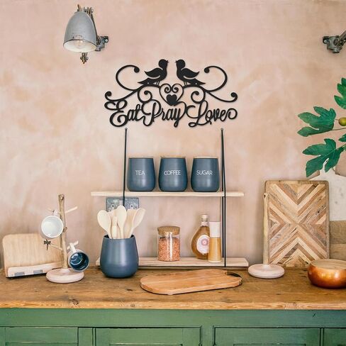 FEEYII EATE PRIEAT LOVE METAL WALL ART Rustic Iron Inspiral Words Modern Modern Kitch Decoring Decore for Kitchen Farmhouse Home Decoration Black (Gare-16.5 × 8.5 inch) in Saudi Arabia