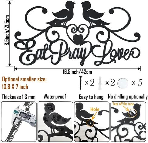 FEEYII EATE PRIEAT LOVE METAL WALL ART Rustic Iron Inspiral Words Modern Modern Kitch Decoring Decore for Kitchen Farmhouse Home Decoration Black (Gare-16.5 × 8.5 inch) in Saudi Arabia