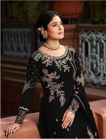 Henith Collection Indian/Pakistani Ethnic wear Georgette Straight Salwar Suit Salwar Kameez Ready To Wear in Saudi Arabia