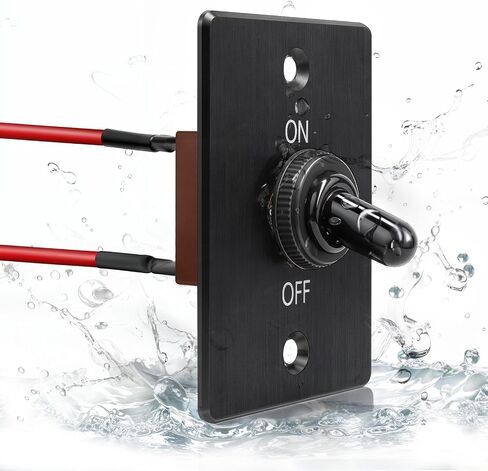12V Toggle Switch with Aluminum Mounting Plate Pre-soldered 14AWG Leads 20A 2 Pin SPST ON/OFF Toggle Switch with Weather-resistant Boot Cover for Marine Boat RV Trailer Truck Automotive (1Pcs) in Saudi Arabia