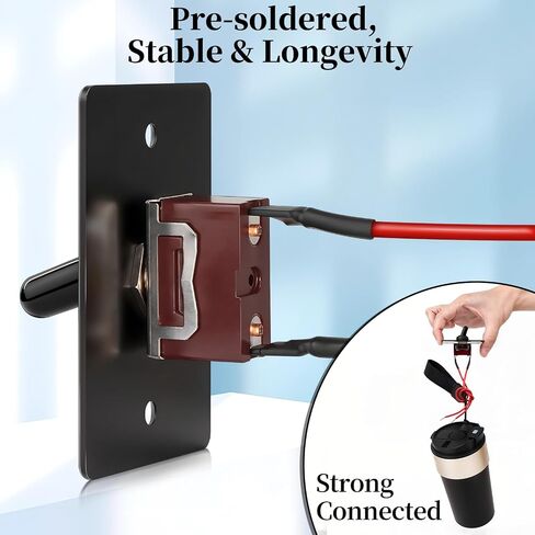 12V Toggle Switch with Aluminum Mounting Plate Pre-soldered 14AWG Leads 20A 2 Pin SPST ON/OFF Toggle Switch with Weather-resistant Boot Cover for Marine Boat RV Trailer Truck Automotive (1Pcs) in Saudi Arabia