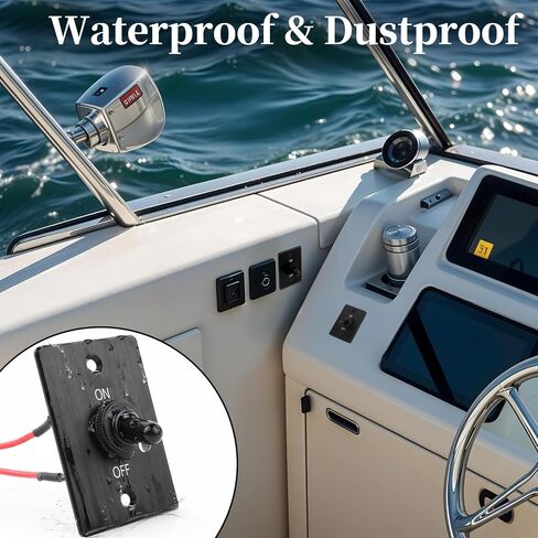 12V Toggle Switch with Aluminum Mounting Plate Pre-soldered 14AWG Leads 20A 2 Pin SPST ON/OFF Toggle Switch with Weather-resistant Boot Cover for Marine Boat RV Trailer Truck Automotive (1Pcs) in Saudi Arabia