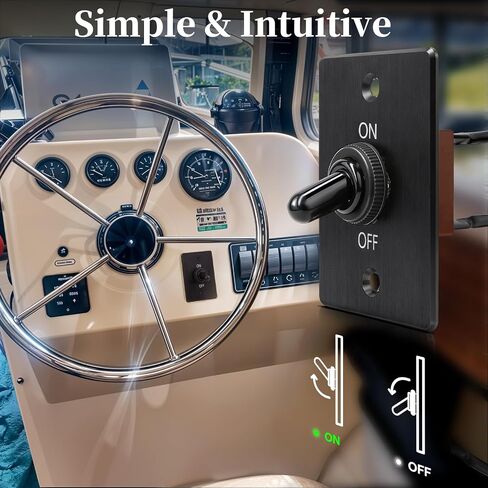 12V Toggle Switch with Aluminum Mounting Plate Pre-soldered 14AWG Leads 20A 2 Pin SPST ON/OFF Toggle Switch with Weather-resistant Boot Cover for Marine Boat RV Trailer Truck Automotive (1Pcs) in Saudi Arabia