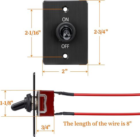 12V Toggle Switch with Aluminum Mounting Plate Pre-soldered 14AWG Leads 20A 2 Pin SPST ON/OFF Toggle Switch with Weather-resistant Boot Cover for Marine Boat RV Trailer Truck Automotive (1Pcs) in Saudi Arabia
